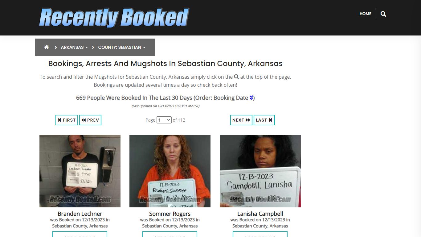 Bookings, Arrests and Mugshots in Sebastian County, Arkansas